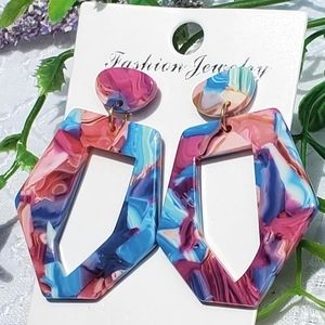 Fashion multi colored drop Statement Earrings
